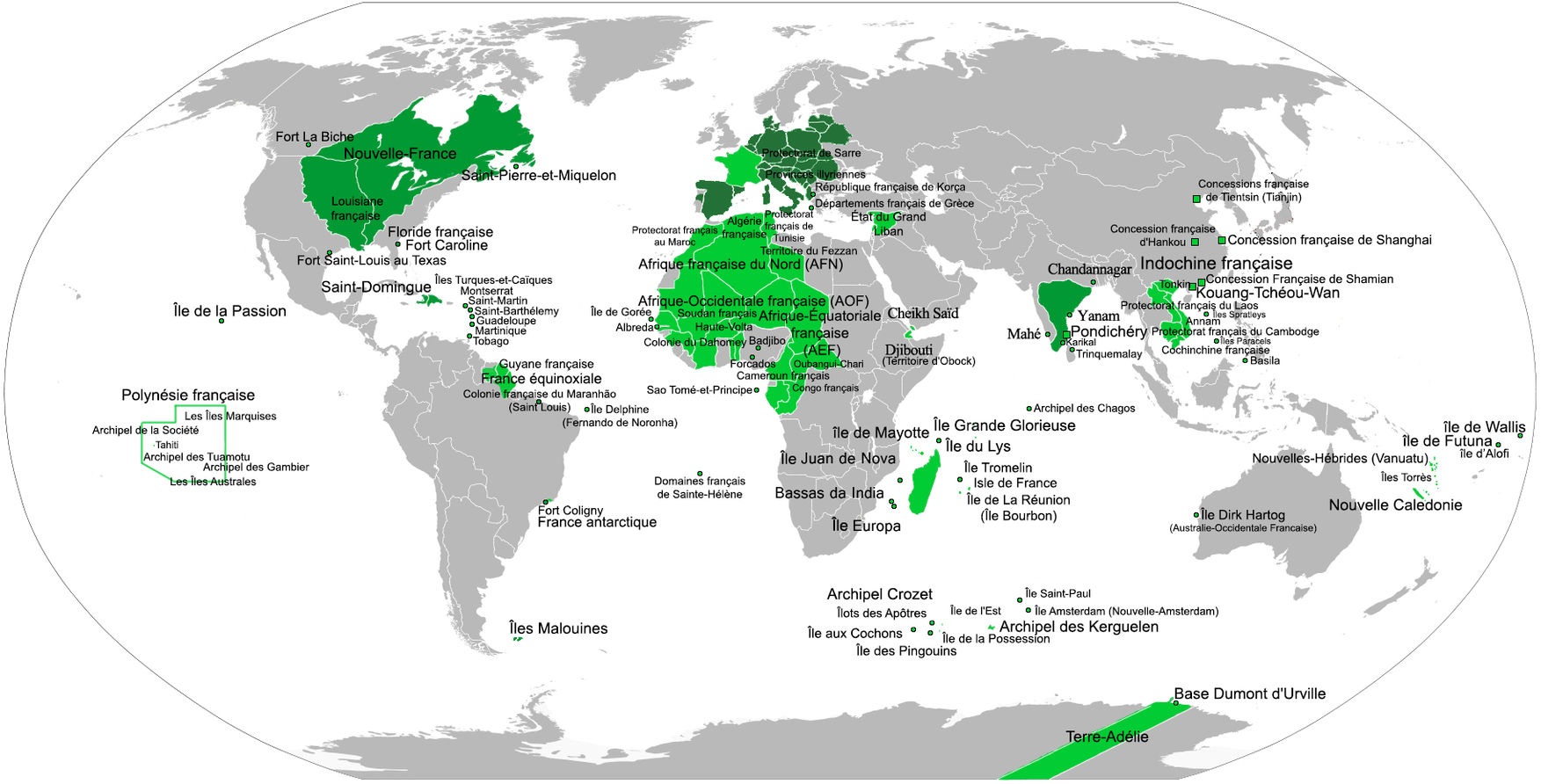 Carte Empires Francais(1534-1980)